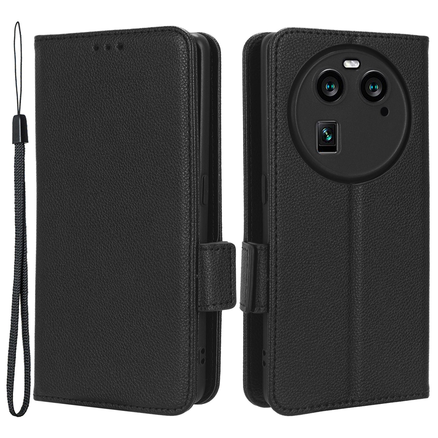 Anti-Dust PU Leather Phone Case for Oppo Find X6 , Litchi Texture Folio Flip Wallet Stand Phone Cover