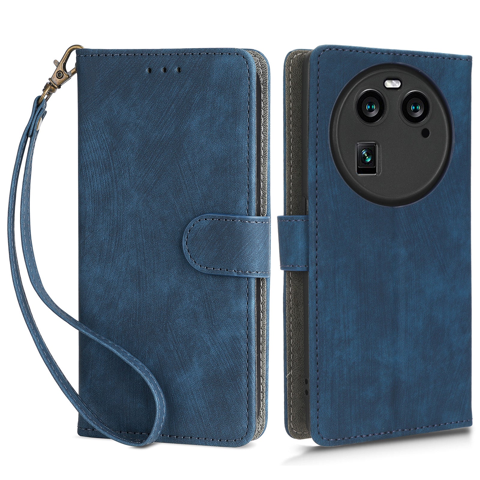 For Oppo Find X6 Shockproof Phone Cover PU Leather RFID Blocking Wallet Stand Case with Strap