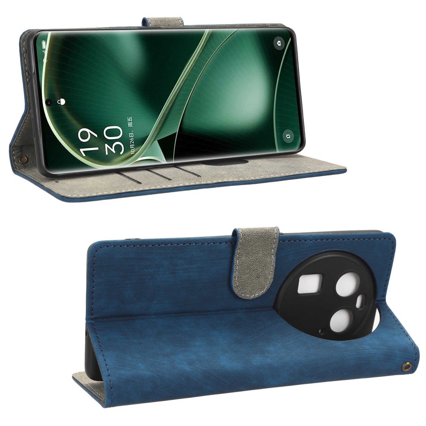 For Oppo Find X6 Shockproof Phone Cover PU Leather RFID Blocking Wallet Stand Case with Strap