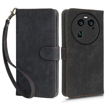 For Oppo Find X6 Shockproof Phone Cover PU Leather RFID Blocking Wallet Stand Case with Strap