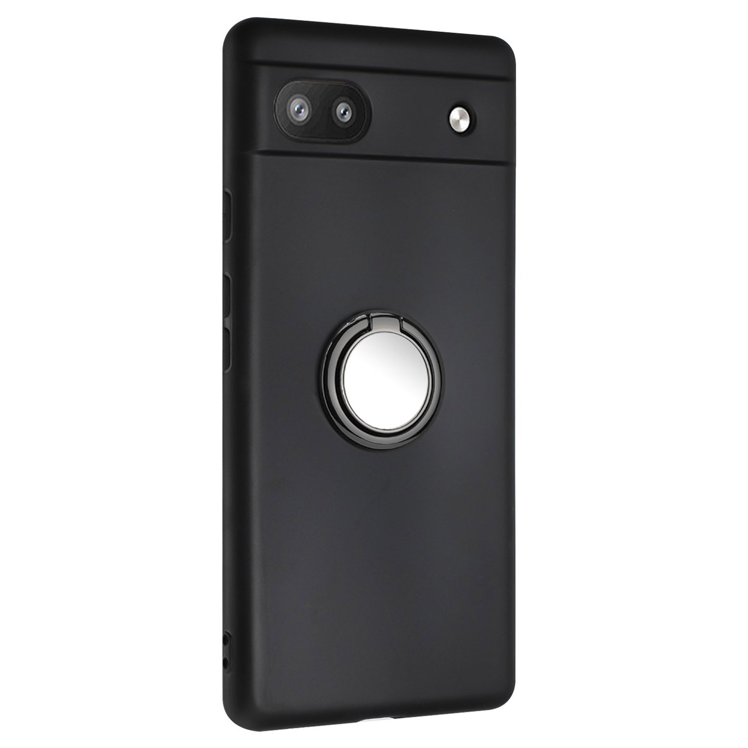 For Google Pixel 6a Matte Texture Flexible TPU Phone Case Ring Kickstand Cover Support Car Magnet Mount