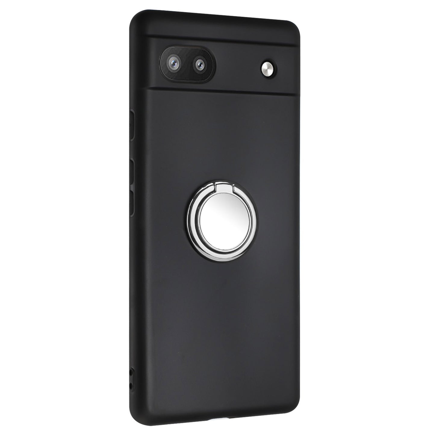 For Google Pixel 6a Matte Texture Flexible TPU Phone Case Ring Kickstand Cover Support Car Magnet Mount