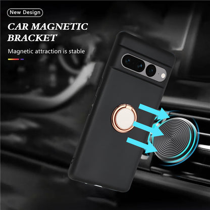 Matte Shell for Google Pixel 8 Pro TPU Cover Phone Case with Mirror-like Ring Kickstand