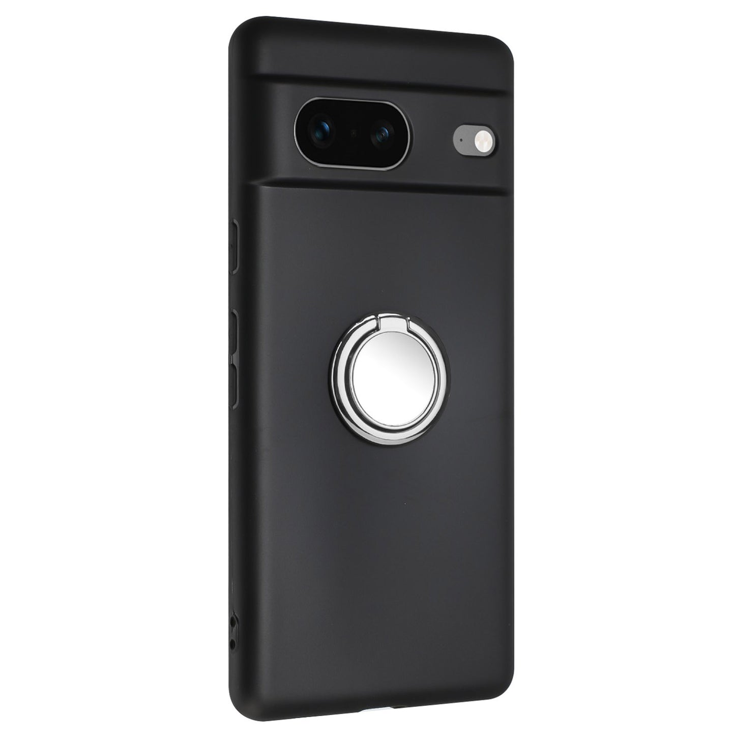 For Google Pixel 7 5G Matte Shell TPU Cover Phone Case with Mirror-like Ring Kickstand