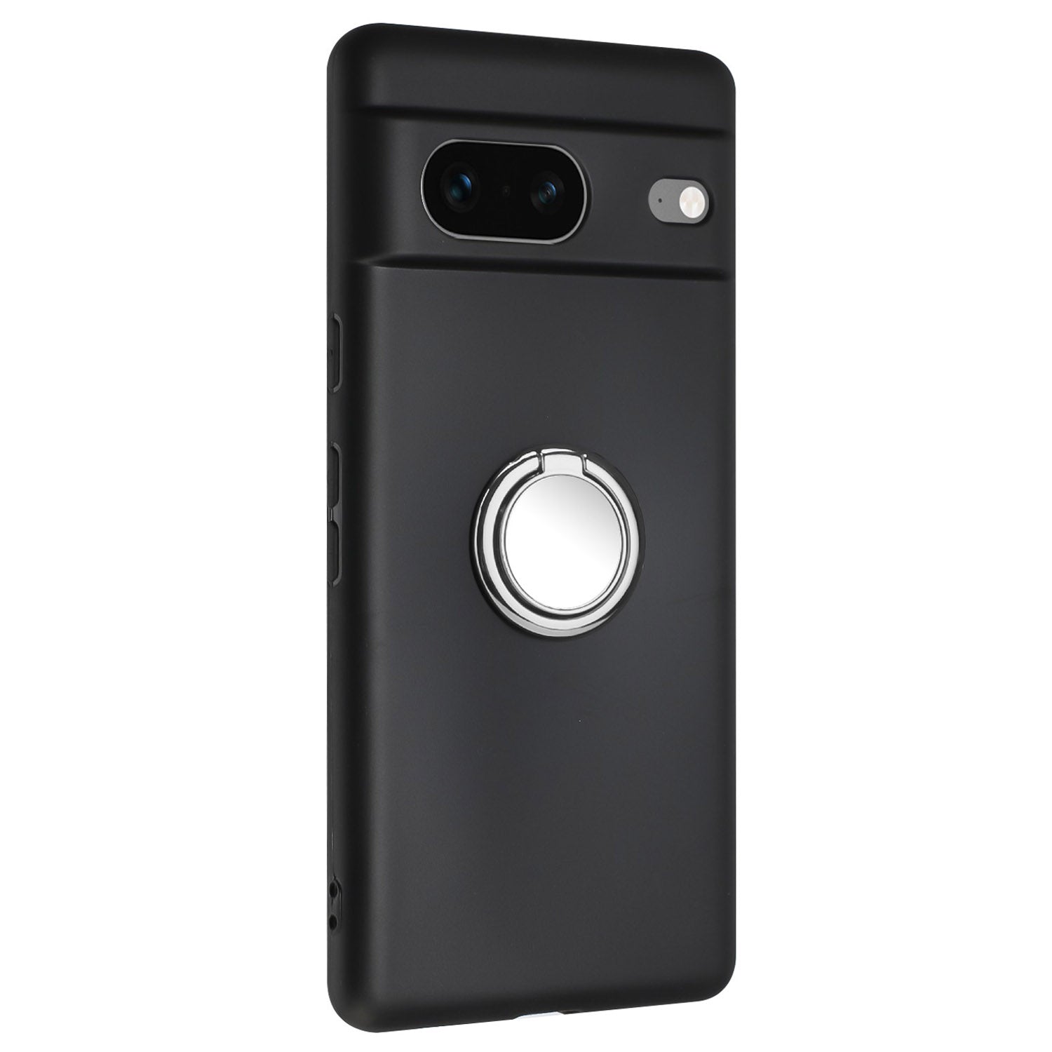 For Google Pixel 7 5G Matte Shell TPU Cover Phone Case with Mirror-like Ring Kickstand