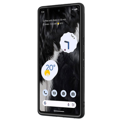 For Google Pixel 7 5G Matte Shell TPU Cover Phone Case with Mirror-like Ring Kickstand