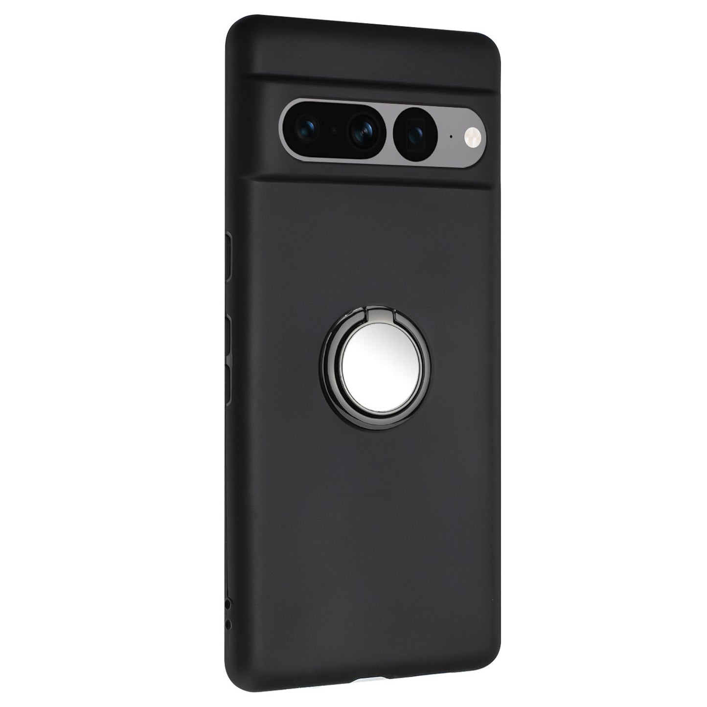 For Google Pixel 7 Pro 5G Back Protector TPU Cover Phone Case with Ring Kickstand Matte Shell