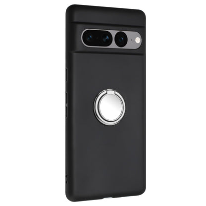 For Google Pixel 7 Pro 5G Back Protector TPU Cover Phone Case with Ring Kickstand Matte Shell