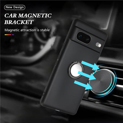 For Google Pixel 8 Shockproof Back Protector TPU Cover Matte Phone Case with Ring Kickstand