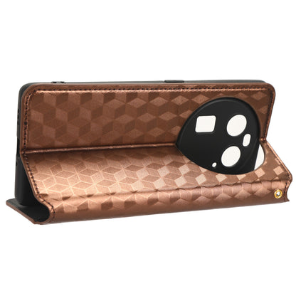 Wallet Case for Oppo Find X6 Imprinted Rhombus Pattern PU Leather+TPU Stand Phone Cover