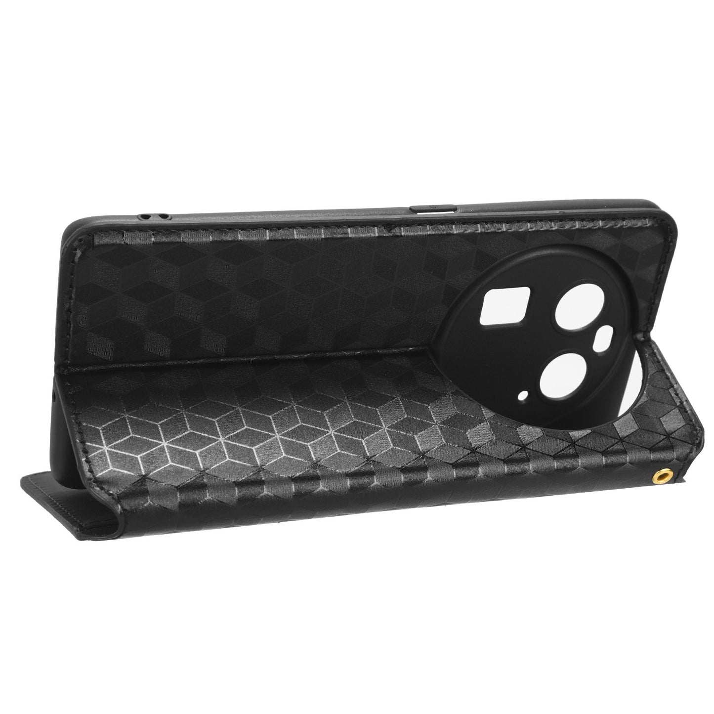 Wallet Case for Oppo Find X6 Imprinted Rhombus Pattern PU Leather+TPU Stand Phone Cover