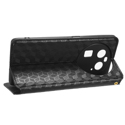 Wallet Case for Oppo Find X6 Imprinted Rhombus Pattern PU Leather+TPU Stand Phone Cover