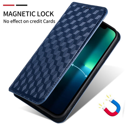 Wallet Case for Oppo Find X6 Imprinted Rhombus Pattern PU Leather+TPU Stand Phone Cover