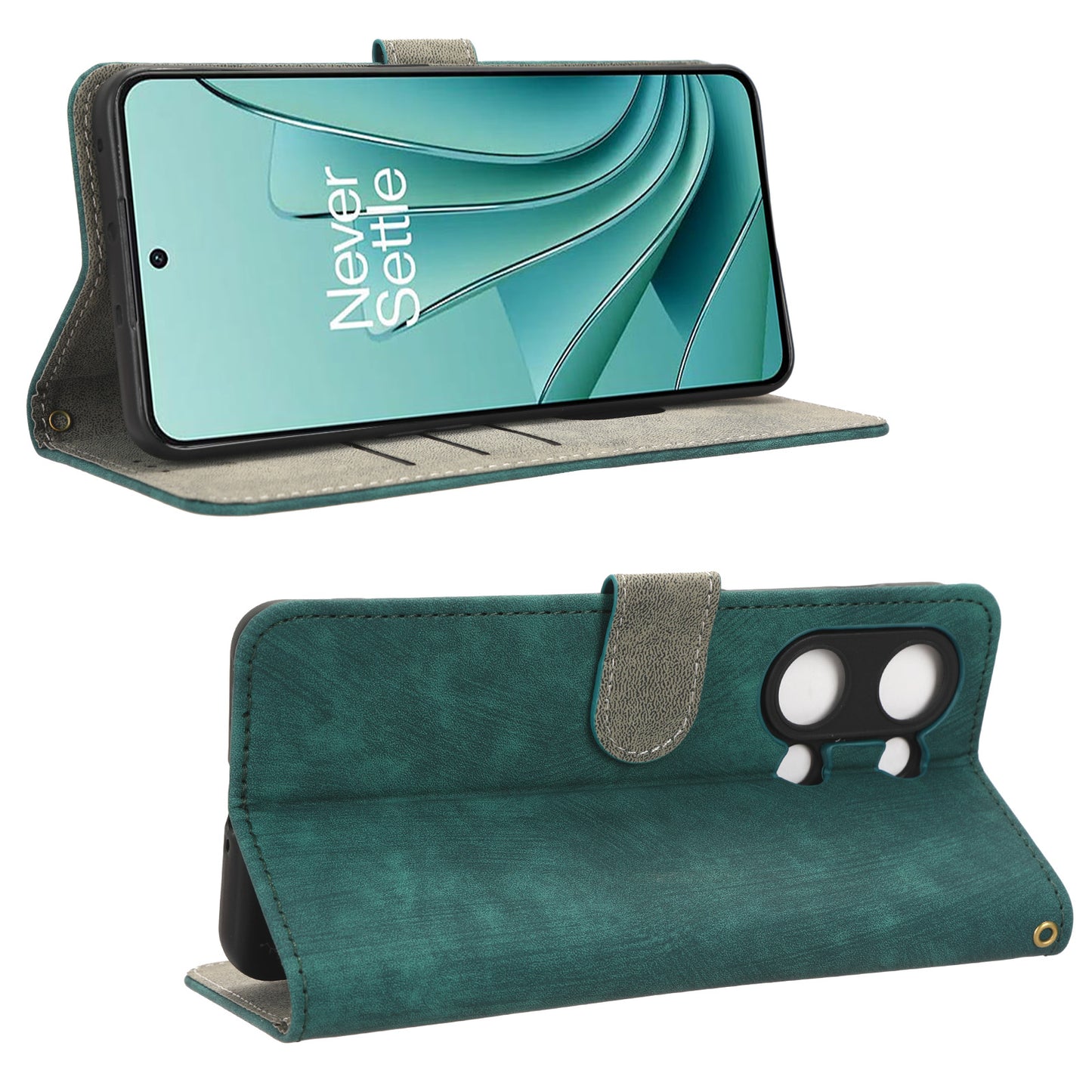 For OnePlus Nord 3 5G / Ace 2V Cell Phone Stand Case PU Leather RFID Blocking Wallet Cover with Strap