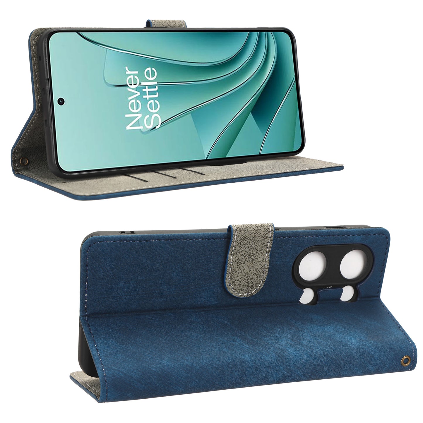 For OnePlus Nord 3 5G / Ace 2V Cell Phone Stand Case PU Leather RFID Blocking Wallet Cover with Strap