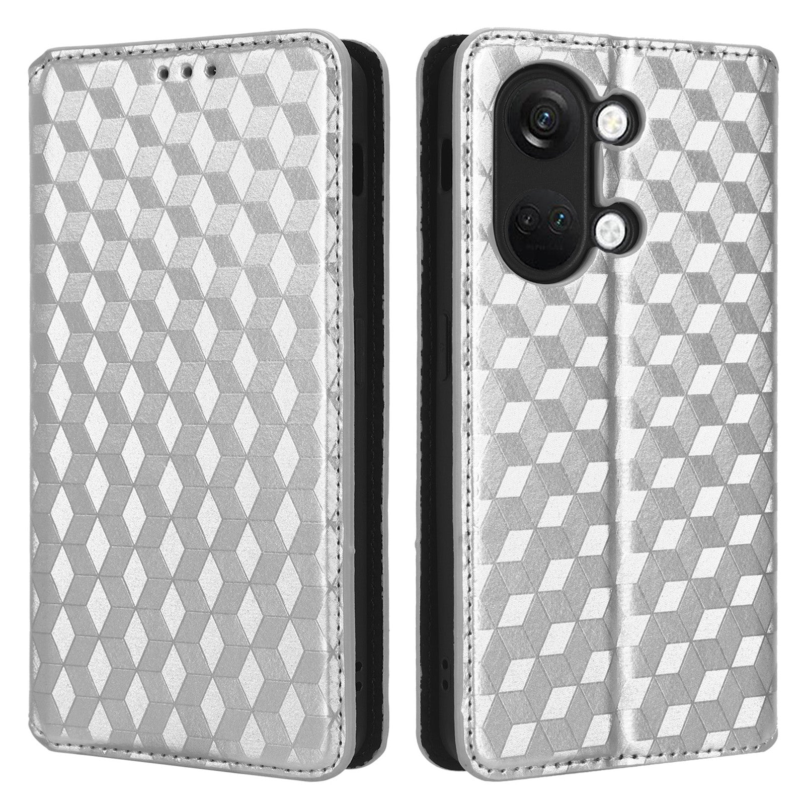 For OnePlus Nord 3 5G / Ace 2V Imprinted Rhombus Pattern PU Leather Phone Cover Stand Phone Wallet Case