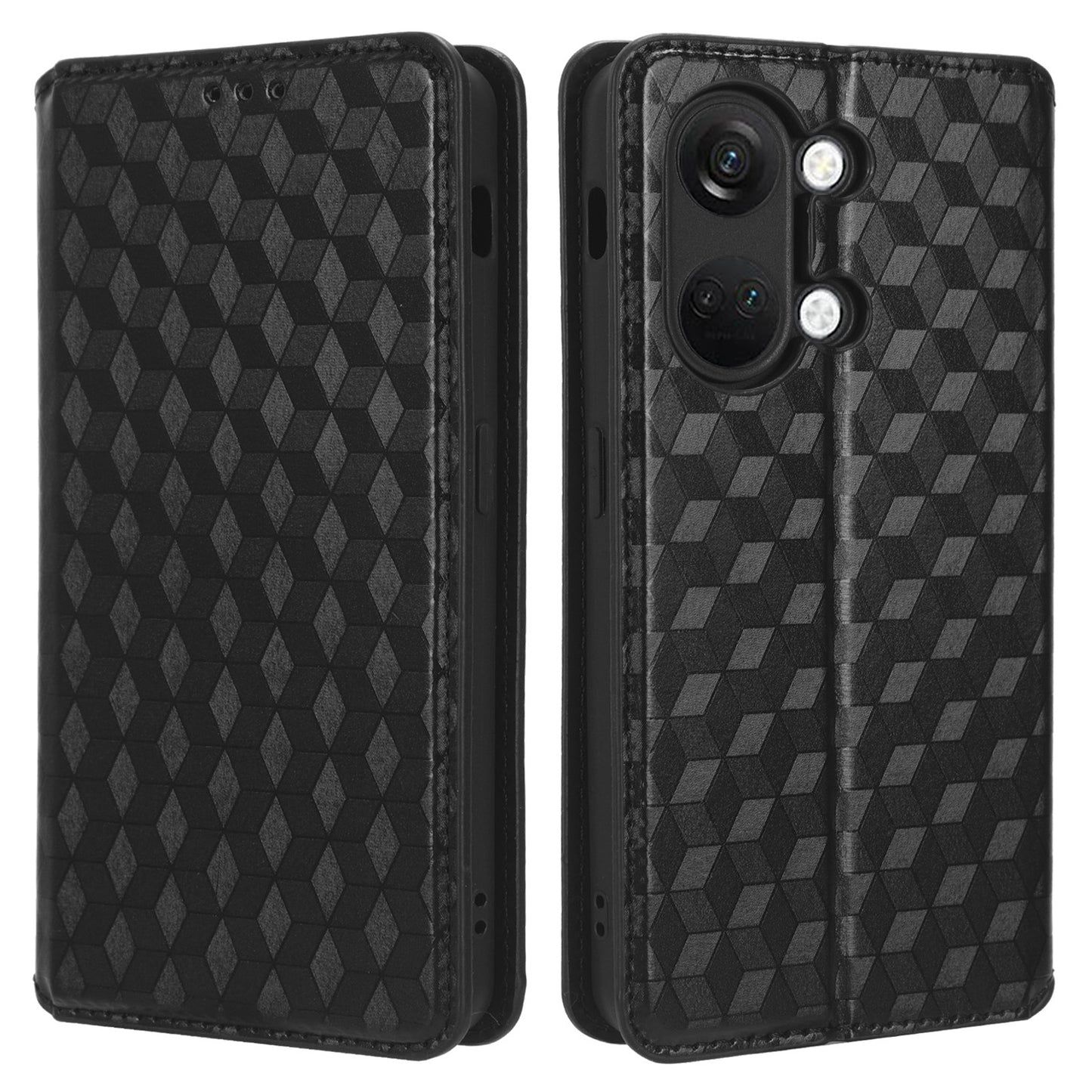For OnePlus Nord 3 5G / Ace 2V Imprinted Rhombus Pattern PU Leather Phone Cover Stand Phone Wallet Case