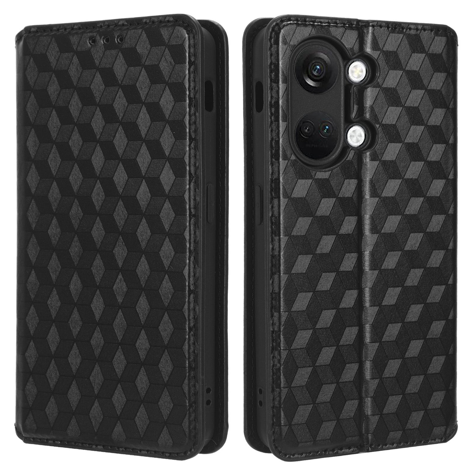 For OnePlus Nord 3 5G / Ace 2V Imprinted Rhombus Pattern PU Leather Phone Cover Stand Phone Wallet Case
