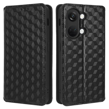 For OnePlus Nord 3 5G / Ace 2V Imprinted Rhombus Pattern PU Leather Phone Cover Stand Phone Wallet Case