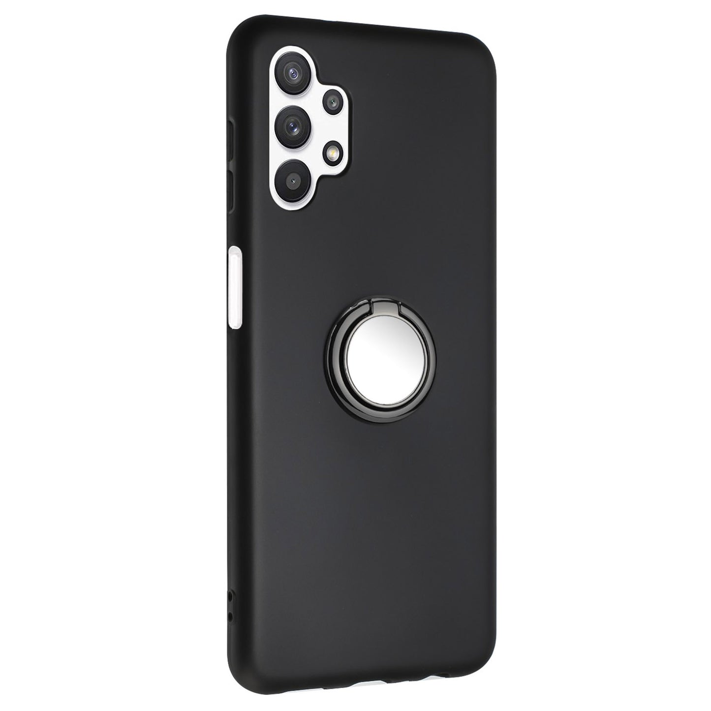 For Samsung Galaxy A32 5G / M32 5G Mirror-like Ring Kickstand Fingerprint Free TPU Case Matte Phone Cover