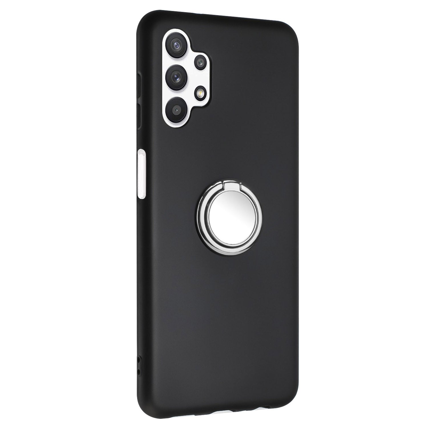 Matte Phone Cover for Samsung Galaxy A32 4G (EU Version) Drop-proof Mirror-like Ring Kickstand TPU Case