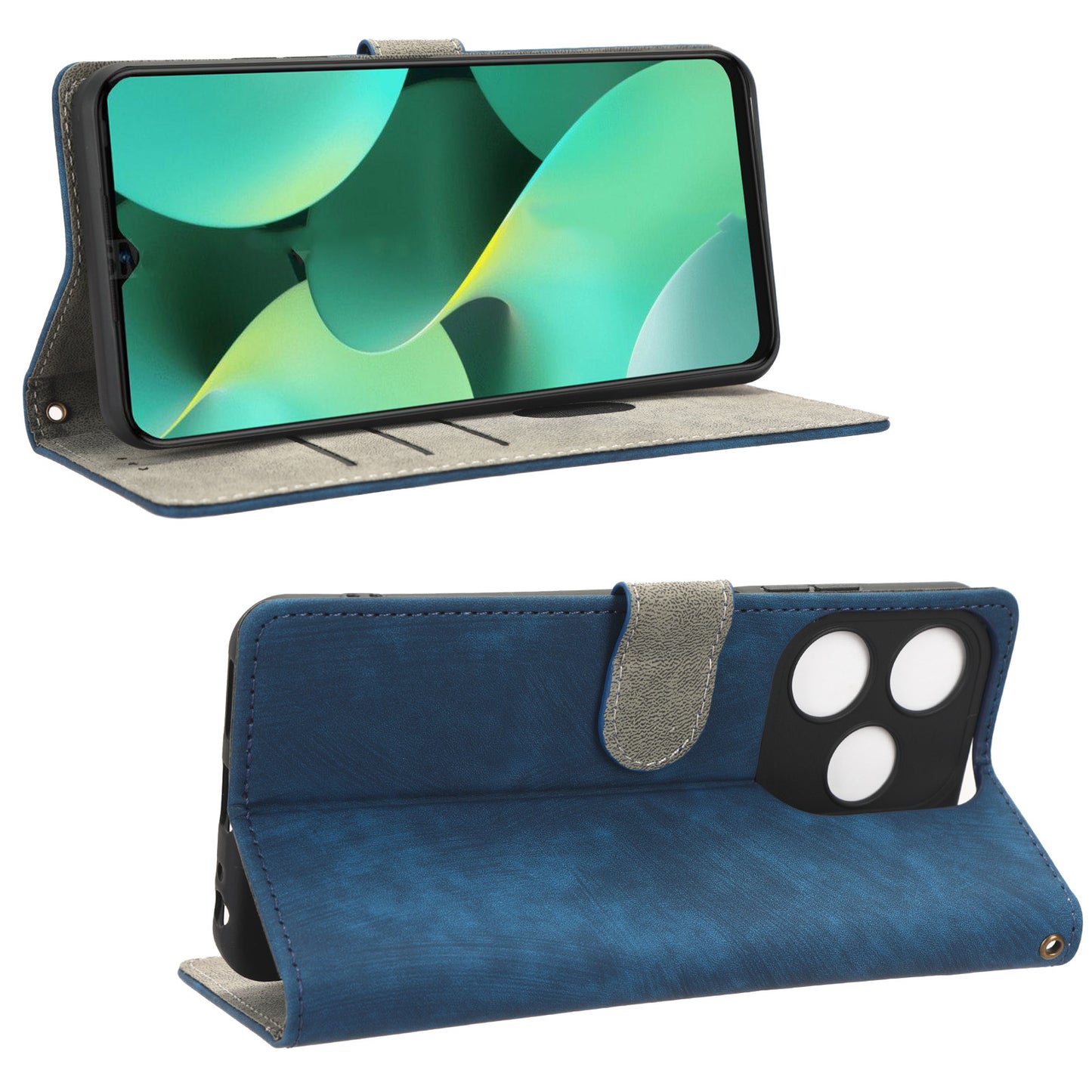 For Tecno Spark 10C RFID Blocking Wallet Cover Phone Stand Case PU Leather Shell with Strap