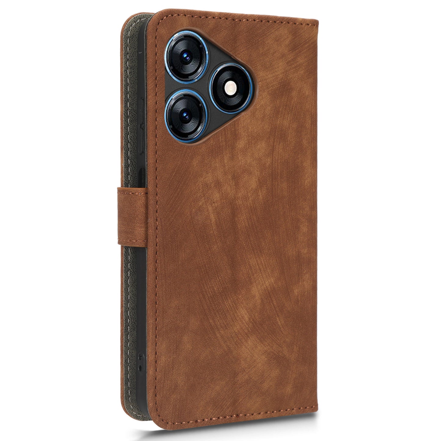 RFID Blocking Wallet Cover for Tecno Spark 10 , Phone Stand Anti-Scratch PU Leather Cell Phone Case with Strap