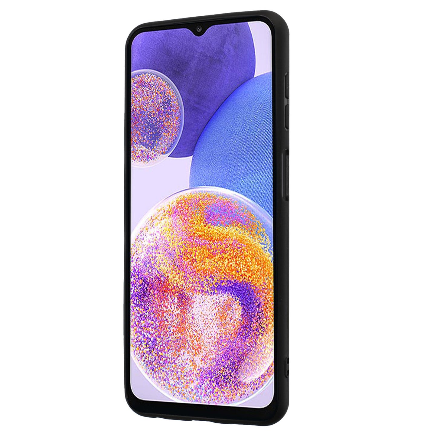 For Samsung Galaxy A73 5G Mirror-like Ring Kickstand TPU Case Matte Phone Anti-drop Cover