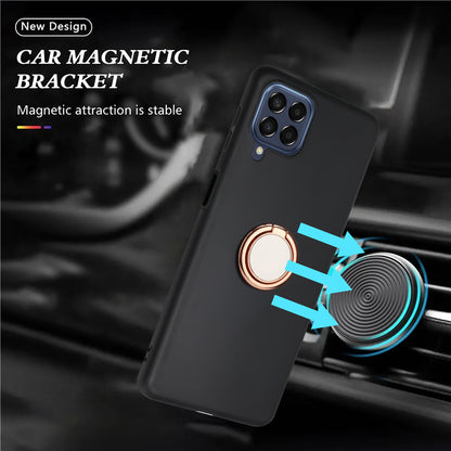 Matte Phone Case for Samsung Galaxy A12 / M12 Fall-proof TPU Back Cover with Ring Kickstand