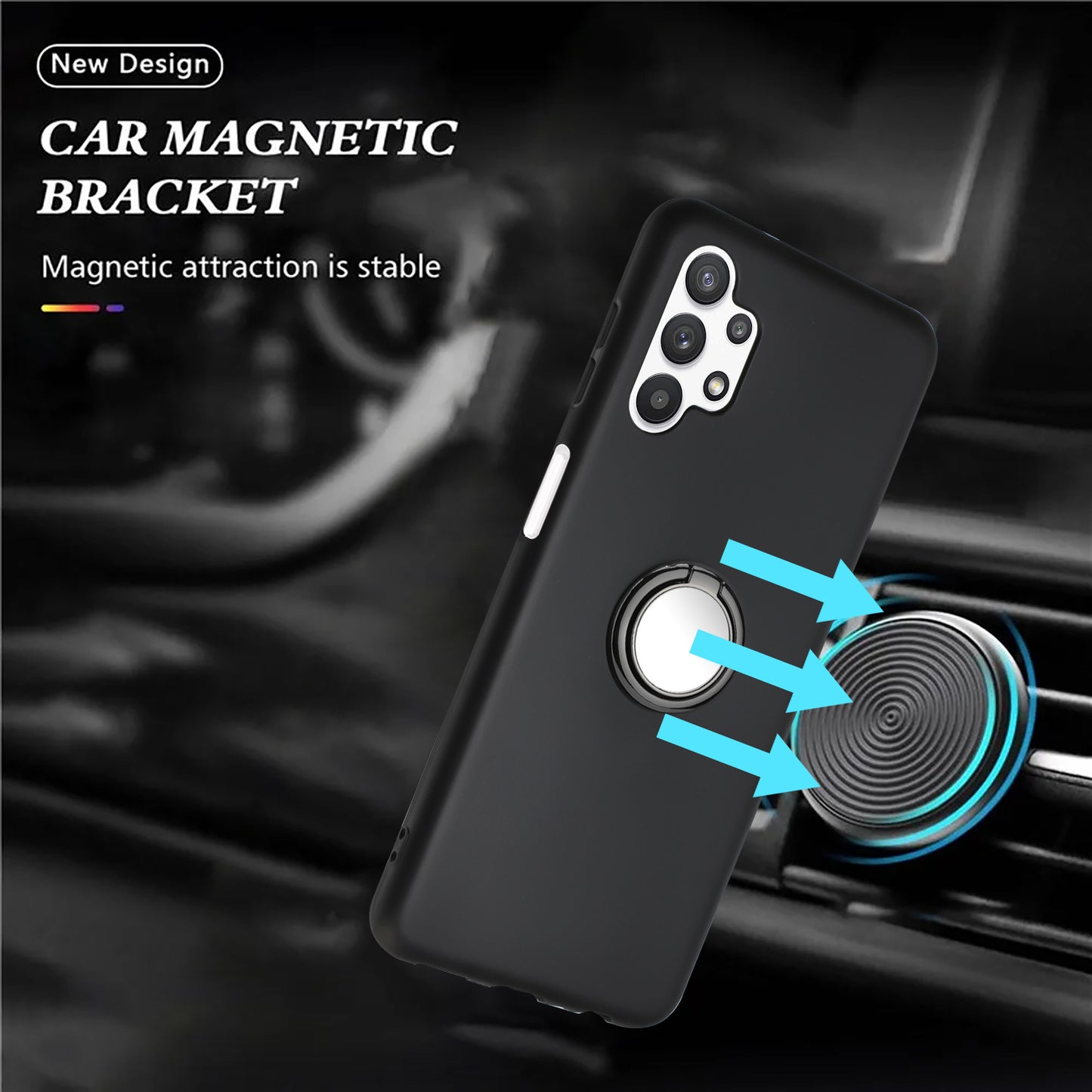 For Samsung Galaxy A13 4G / 5G / A04s 4G (164.7 x 76.7 x 9.1 mm) / A04 4G (164.4 x 76.3 x 9.1 mm) / M13 5G Phone Back Matte TPU Cover with Ring Kickstand