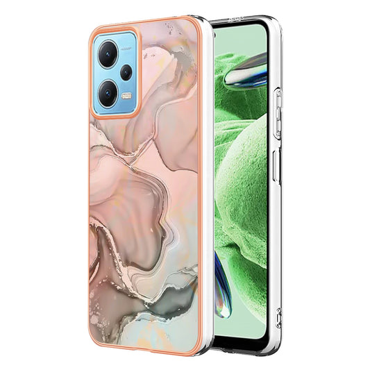 For Xiaomi Redmi Note 12 5G (China) / (India) / (Global) / Poco X5 5G YB IMD Series-16 Style E Phone Case 2.0mm Electroplating IMD Marble Pattern TPU Cover