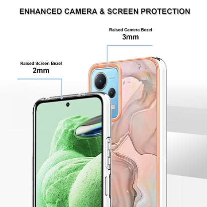 For Xiaomi Redmi Note 12 5G (China) / (India) / (Global) / Poco X5 5G YB IMD Series-16 Style E Phone Case 2.0mm Electroplating IMD Marble Pattern TPU Cover