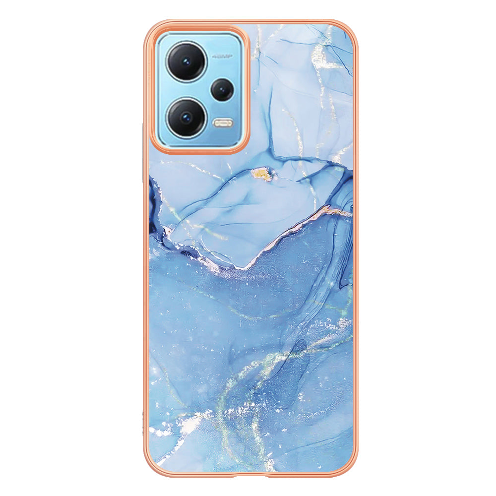 For Xiaomi Redmi Note 12 5G (China) / (India) / (Global) / Poco X5 5G YB IMD Series-16 Style E Phone Case 2.0mm Electroplating IMD Marble Pattern TPU Cover