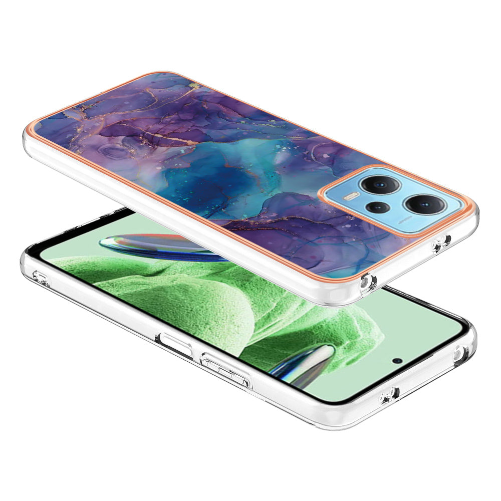 For Xiaomi Redmi Note 12 5G (China) / (India) / (Global) / Poco X5 5G YB IMD Series-16 Style E Phone Case 2.0mm Electroplating IMD Marble Pattern TPU Cover