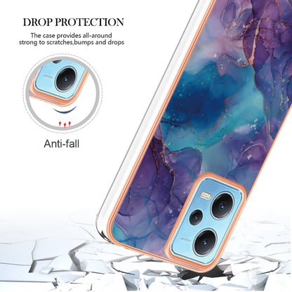 For Xiaomi Redmi Note 12 5G (China) / (India) / (Global) / Poco X5 5G YB IMD Series-16 Style E Phone Case 2.0mm Electroplating IMD Marble Pattern TPU Cover