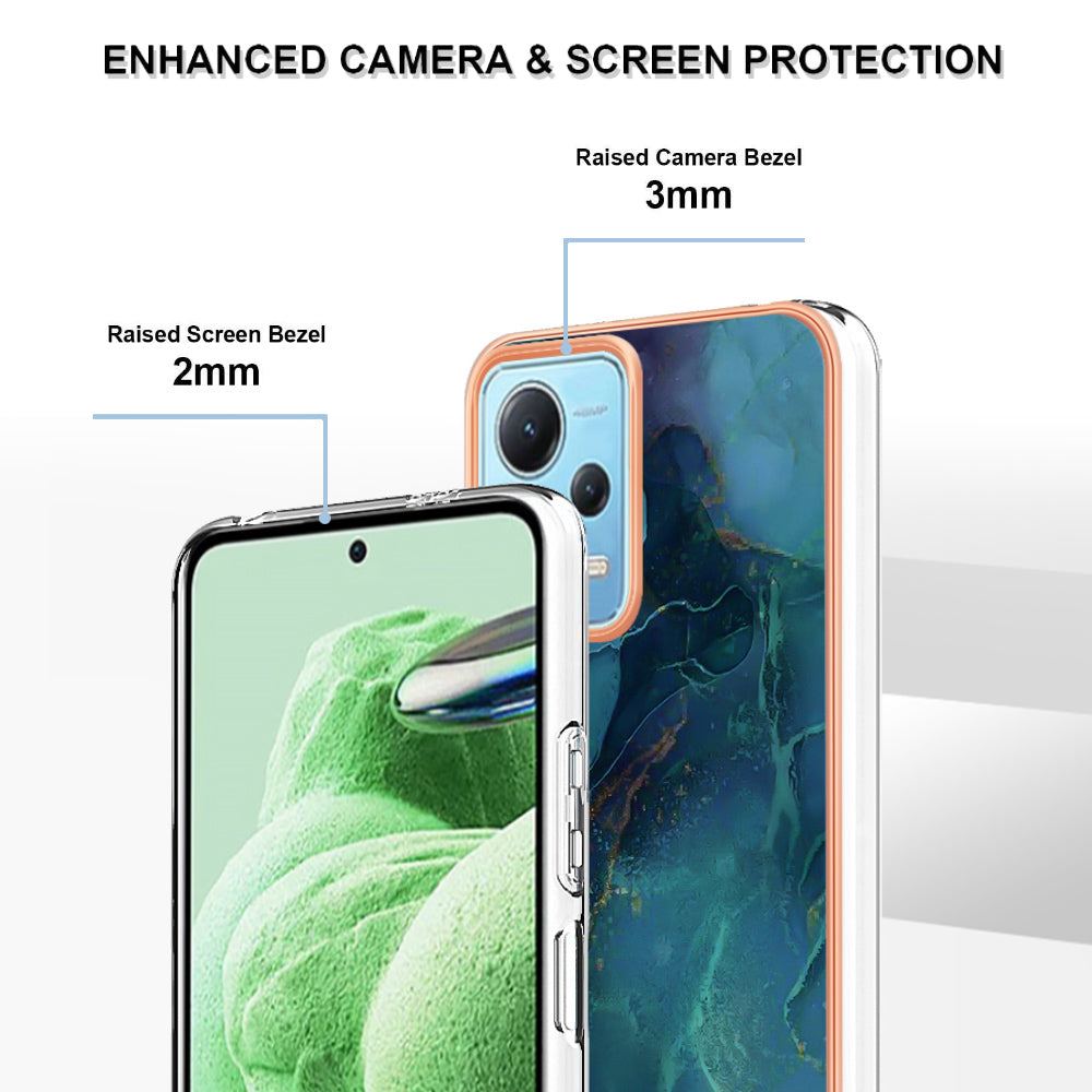 For Xiaomi Redmi Note 12 5G (China) / (India) / (Global) / Poco X5 5G YB IMD Series-16 Style E Phone Case 2.0mm Electroplating IMD Marble Pattern TPU Cover