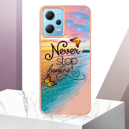 YB IMD Series-1 for Xiaomi Redmi Note 12 5G (China) / (India) / (Global) / Poco X5 5G Electroplating Phone Case Marble Floral Pattern TPU IMD Cover