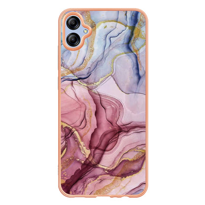 For Samsung Galaxy A04e 4G / F04 4G / M04 4G YB IMD Series-16 Style E Marble Pattern TPU IMD Phone Case 2.0mm Electroplating Cover