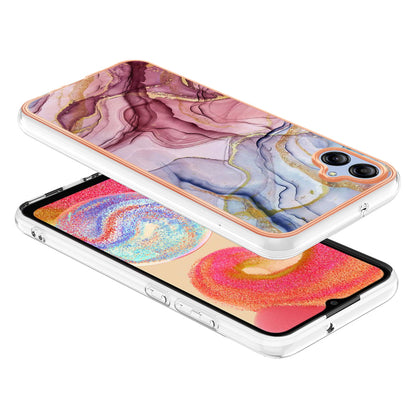 For Samsung Galaxy A04e 4G / F04 4G / M04 4G YB IMD Series-16 Style E Marble Pattern TPU IMD Phone Case 2.0mm Electroplating Cover
