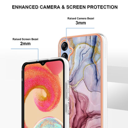For Samsung Galaxy A04e 4G / F04 4G / M04 4G YB IMD Series-16 Style E Marble Pattern TPU IMD Phone Case 2.0mm Electroplating Cover