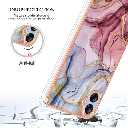 For Samsung Galaxy A04e 4G / F04 4G / M04 4G YB IMD Series-16 Style E Marble Pattern TPU IMD Phone Case 2.0mm Electroplating Cover