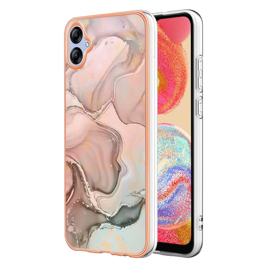 For Samsung Galaxy A04e 4G / F04 4G / M04 4G YB IMD Series-16 Style E Marble Pattern TPU IMD Phone Case 2.0mm Electroplating Cover
