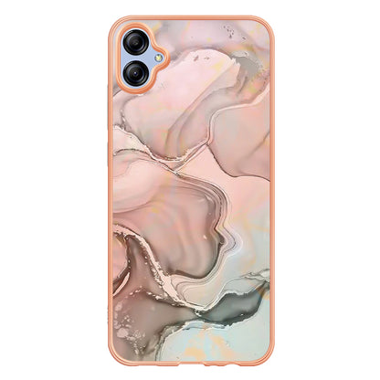 For Samsung Galaxy A04e 4G / F04 4G / M04 4G YB IMD Series-16 Style E Marble Pattern TPU IMD Phone Case 2.0mm Electroplating Cover