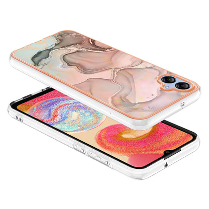 For Samsung Galaxy A04e 4G / F04 4G / M04 4G YB IMD Series-16 Style E Marble Pattern TPU IMD Phone Case 2.0mm Electroplating Cover