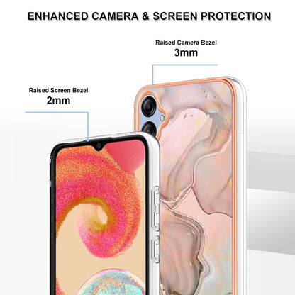 For Samsung Galaxy A04e 4G / F04 4G / M04 4G YB IMD Series-16 Style E Marble Pattern TPU IMD Phone Case 2.0mm Electroplating Cover