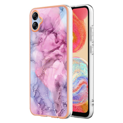 For Samsung Galaxy A04e 4G / F04 4G / M04 4G YB IMD Series-16 Style E Marble Pattern TPU IMD Phone Case 2.0mm Electroplating Cover