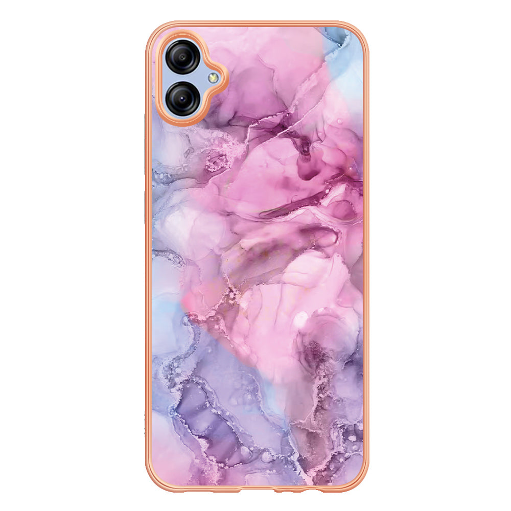 For Samsung Galaxy A04e 4G / F04 4G / M04 4G YB IMD Series-16 Style E Marble Pattern TPU IMD Phone Case 2.0mm Electroplating Cover