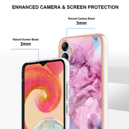 For Samsung Galaxy A04e 4G / F04 4G / M04 4G YB IMD Series-16 Style E Marble Pattern TPU IMD Phone Case 2.0mm Electroplating Cover
