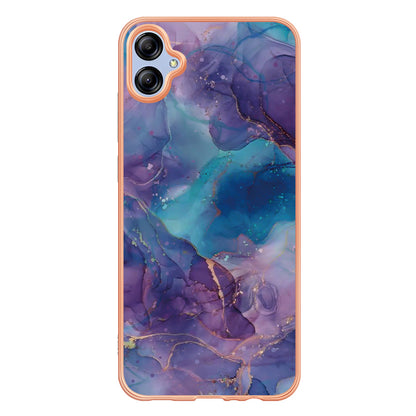 For Samsung Galaxy A04e 4G / F04 4G / M04 4G YB IMD Series-16 Style E Marble Pattern TPU IMD Phone Case 2.0mm Electroplating Cover