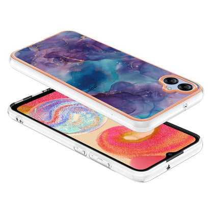 For Samsung Galaxy A04e 4G / F04 4G / M04 4G YB IMD Series-16 Style E Marble Pattern TPU IMD Phone Case 2.0mm Electroplating Cover